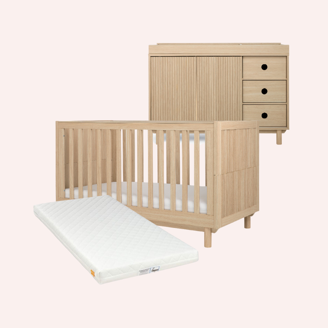 Oska Cotbed, Wide Dresser and Mattress Bundle