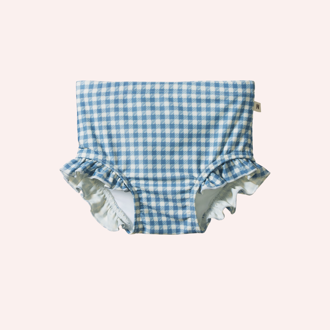 Ruffle Swim Shorts - Blue Gingham