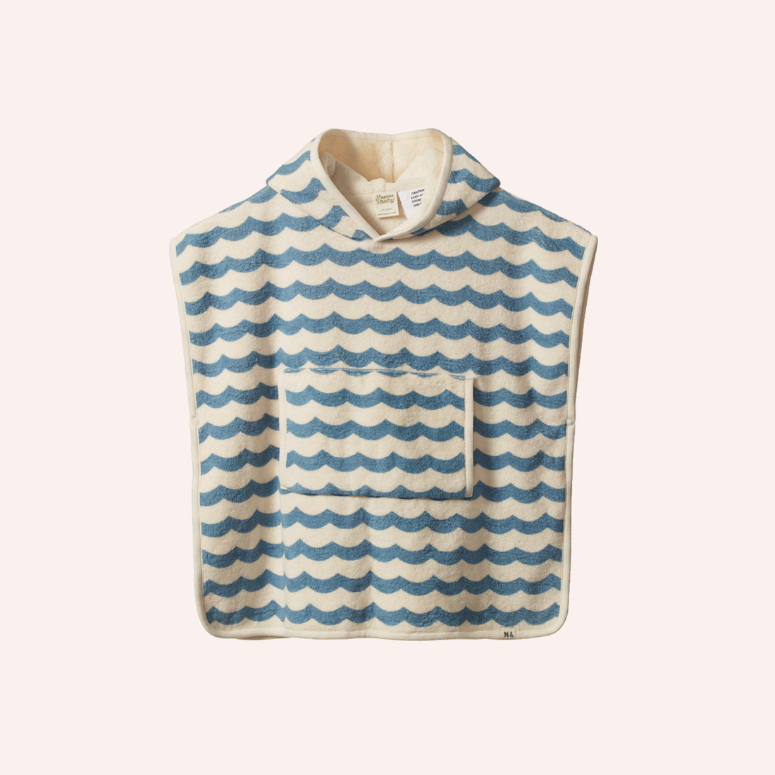 Organic Cotton Poncho Towel - Waves Print