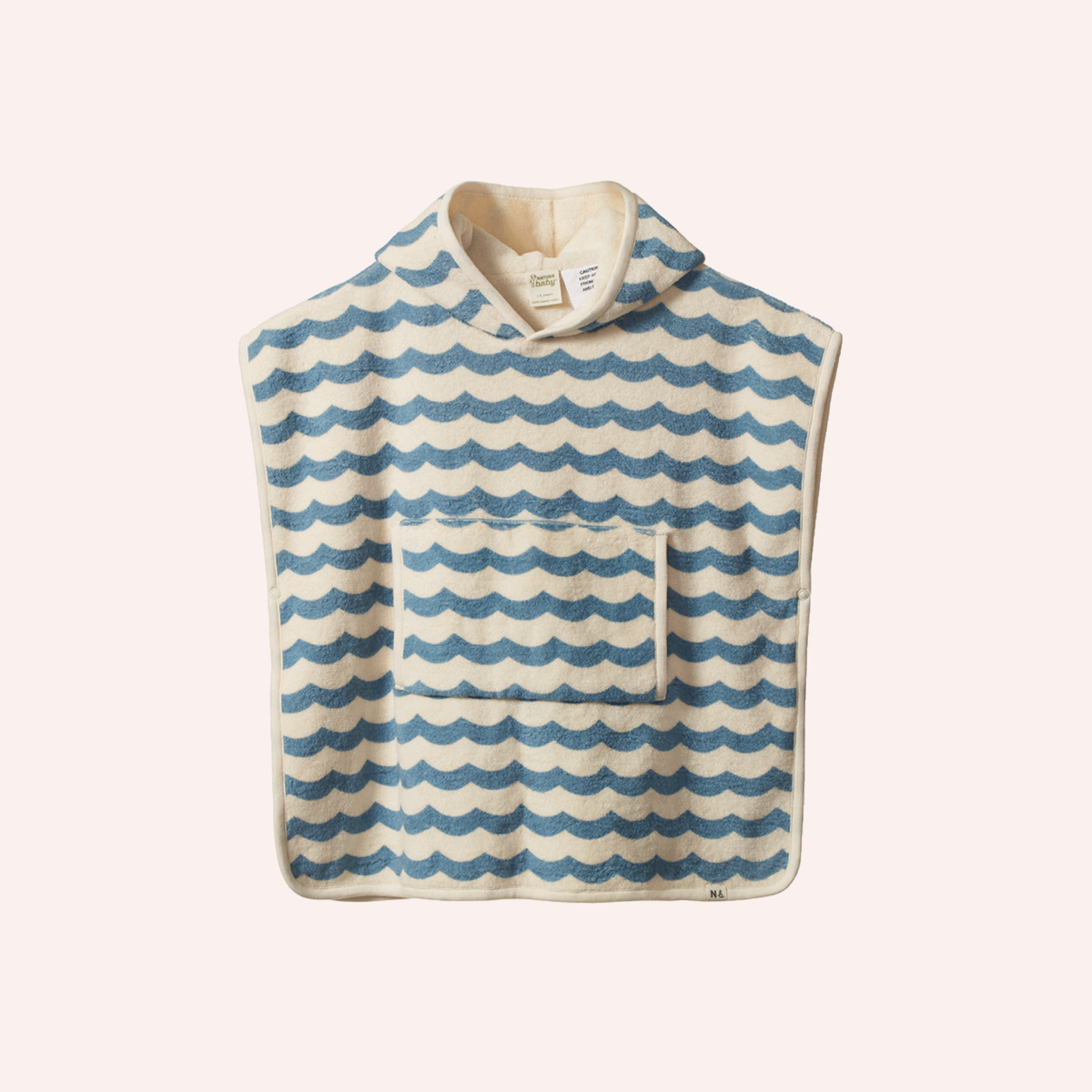 Organic Cotton Poncho Towel - Waves Print