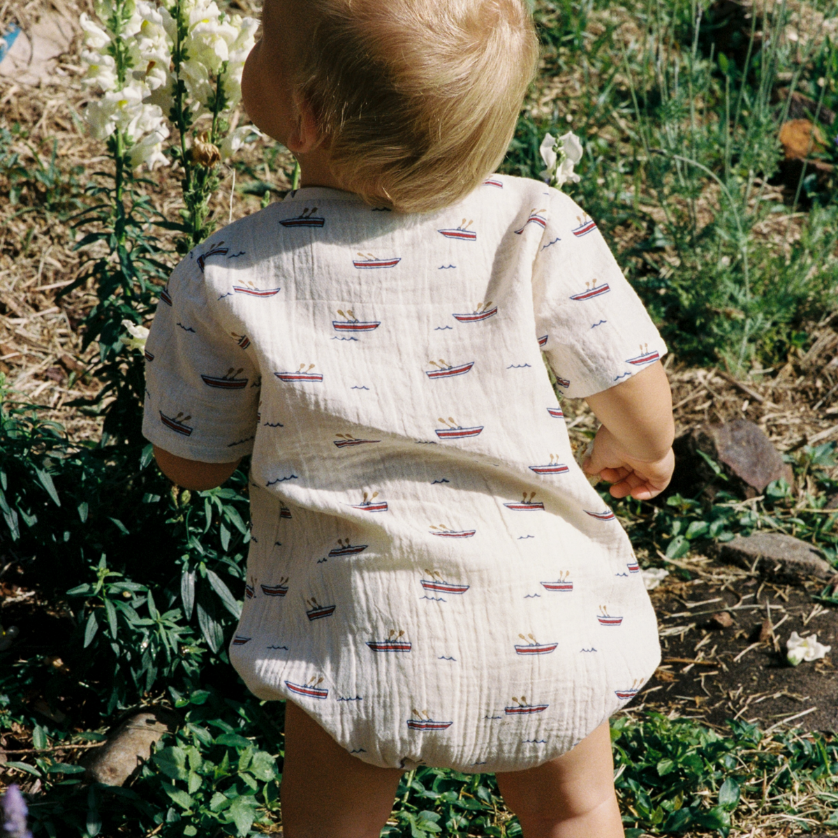 Monty Suit Muslin - Row Boats Print