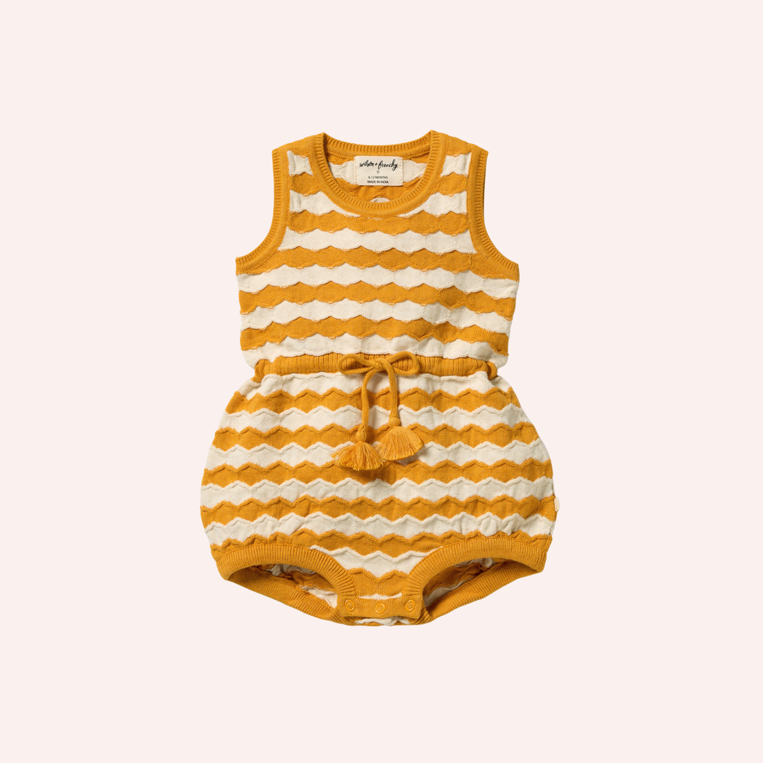 Organic Knitted Chevron Bodysuit - Marmalade