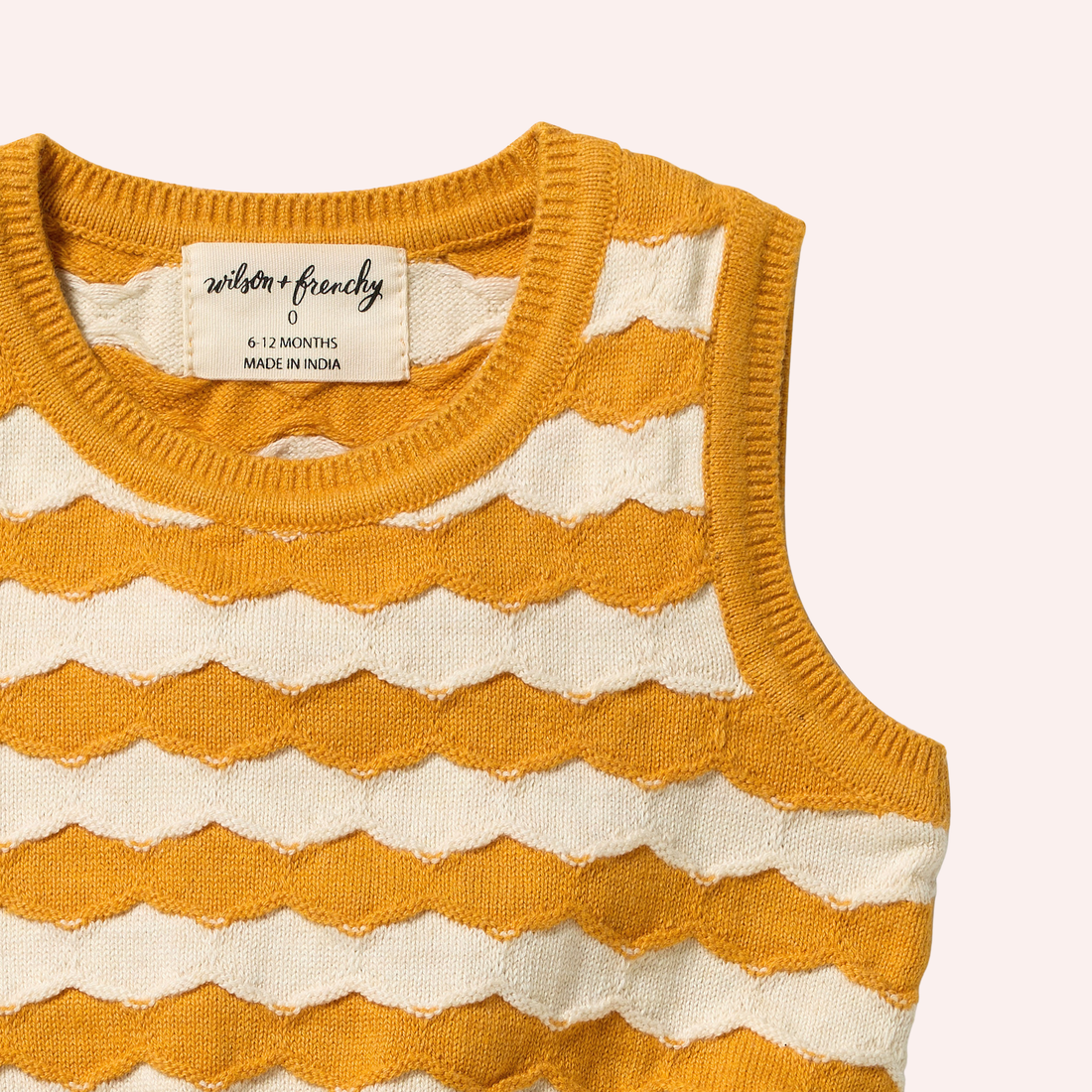Organic Knitted Chevron Bodysuit - Marmalade