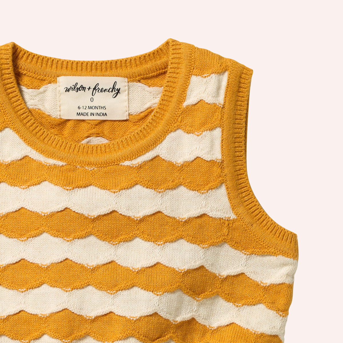 Organic Knitted Chevron Bodysuit - Marmalade