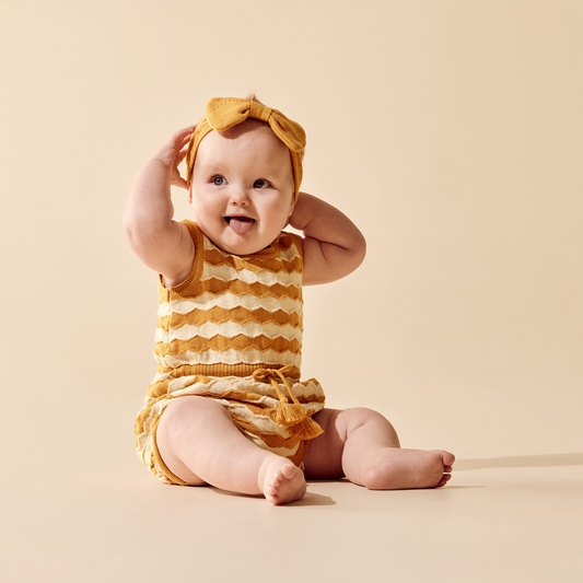 Organic Knitted Chevron Bodysuit - Marmalade