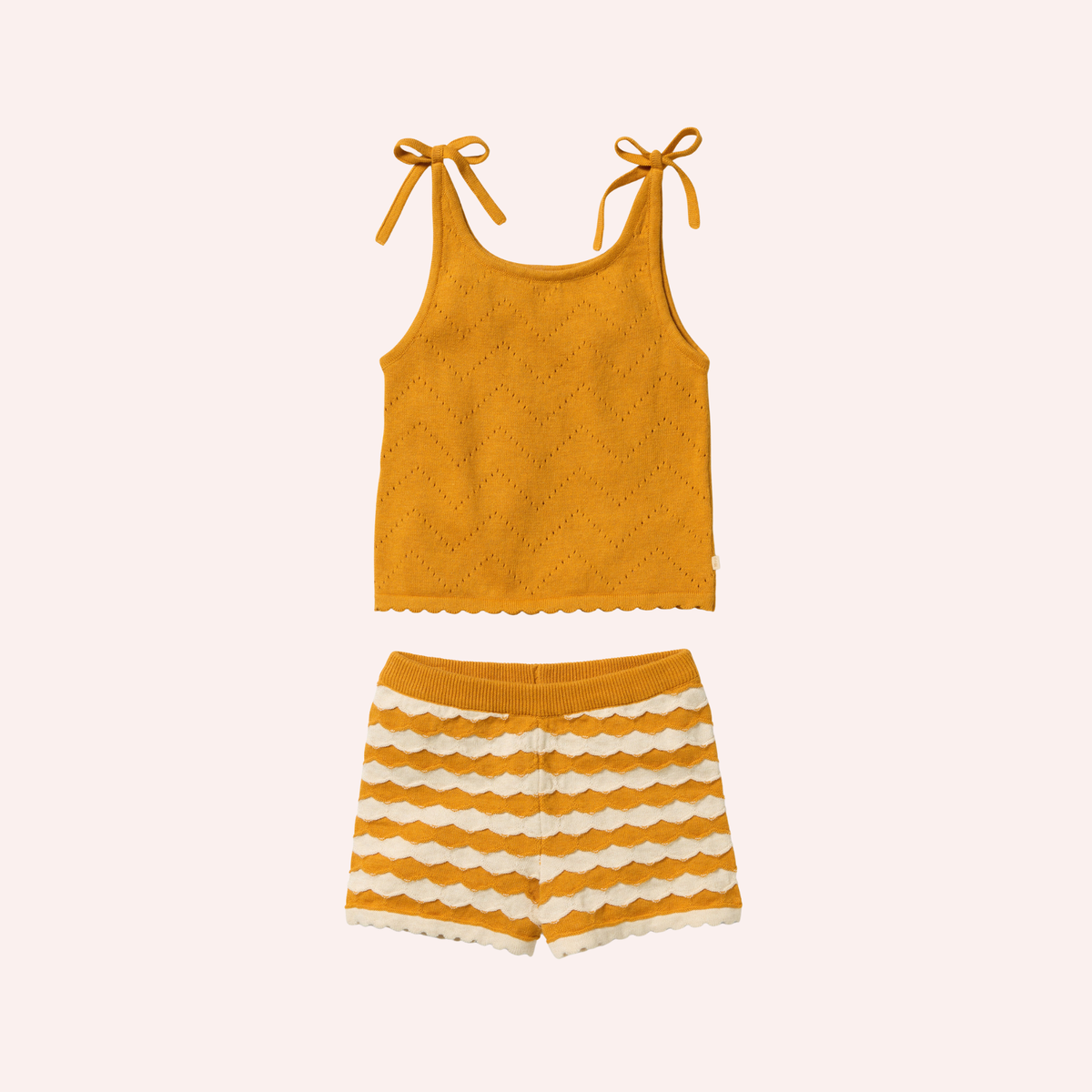 Organic Knitted Chevron Set - Marmalade