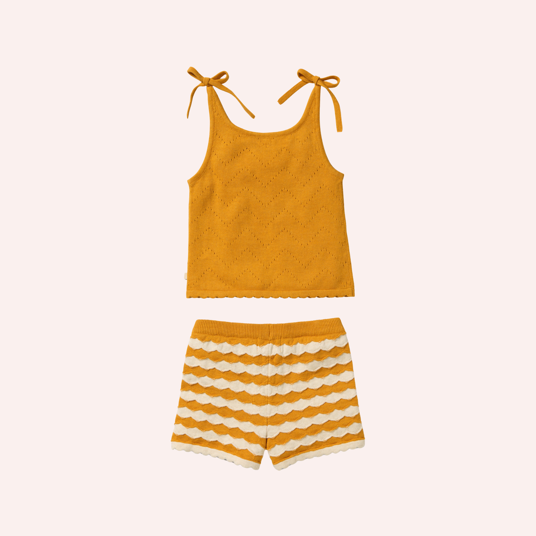 Organic Knitted Chevron Set - Marmalade