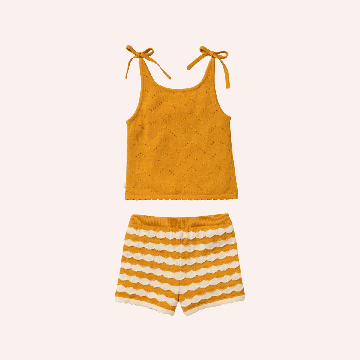 Organic Knitted Chevron Set - Marmalade
