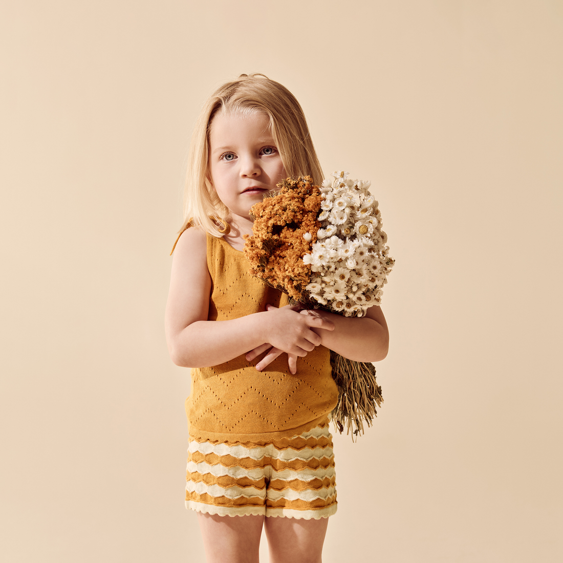 Organic Knitted Chevron Set - Marmalade