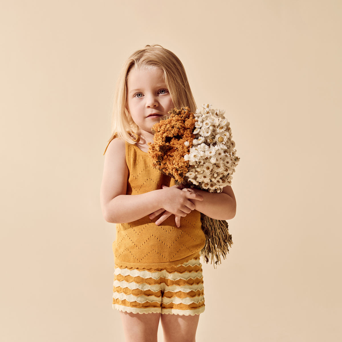 Organic Knitted Chevron Set - Marmalade