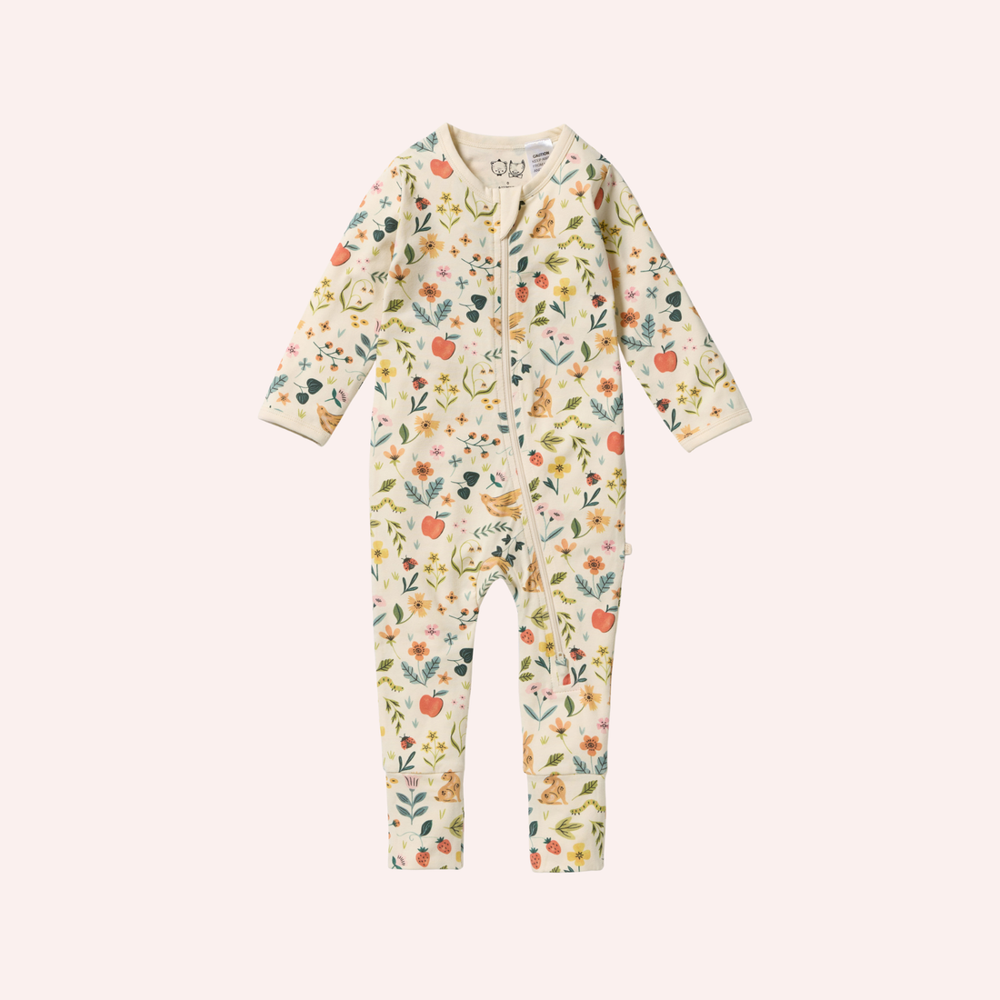 Organic Zipsuit with Feet - Summer Garden