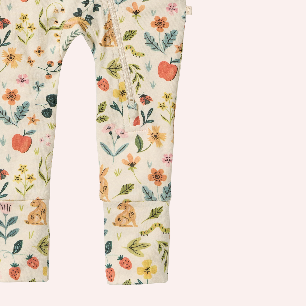 Organic Zipsuit with Feet - Summer Garden