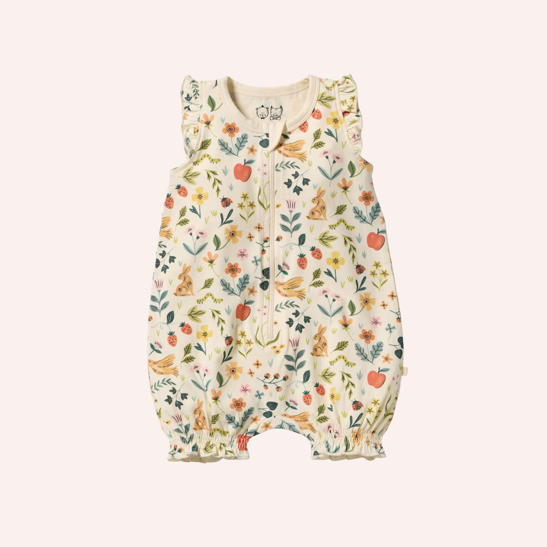 Organic Ruffle Zipsuit - Summer Garden