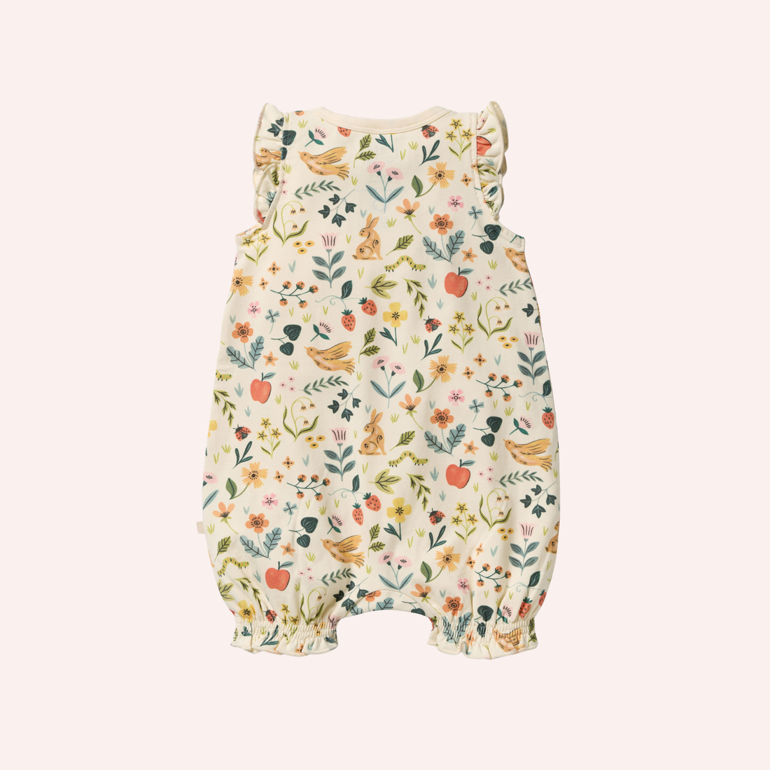Organic Ruffle Zipsuit - Summer Garden