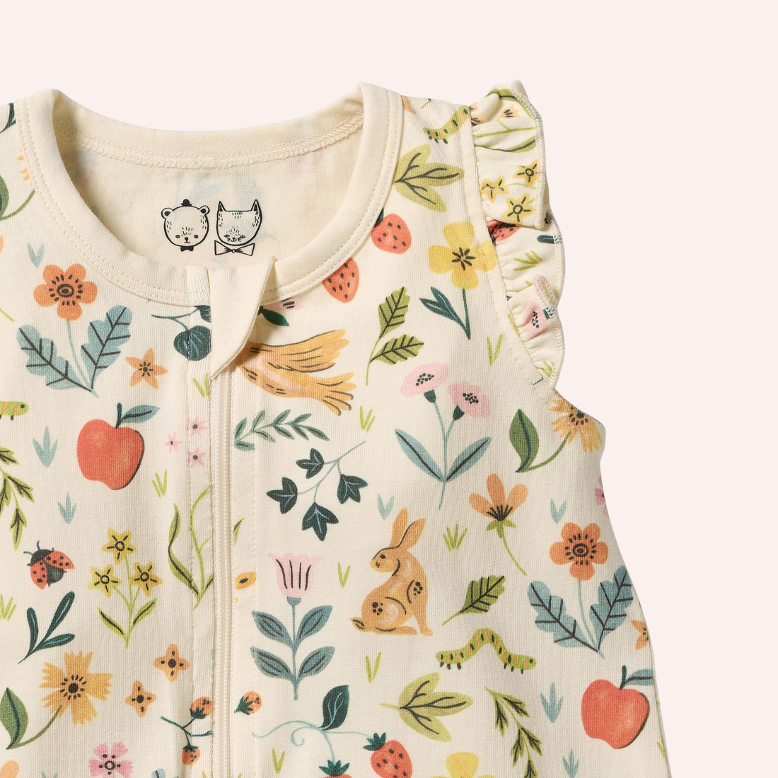 Organic Ruffle Zipsuit - Summer Garden