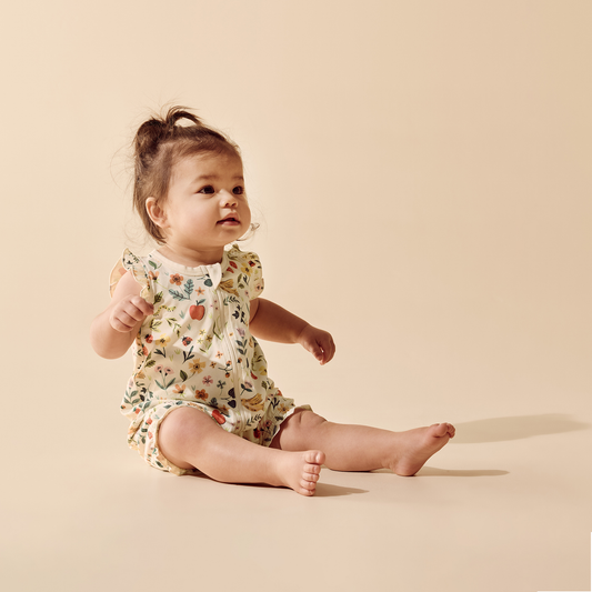 Organic Ruffle Zipsuit - Summer Garden