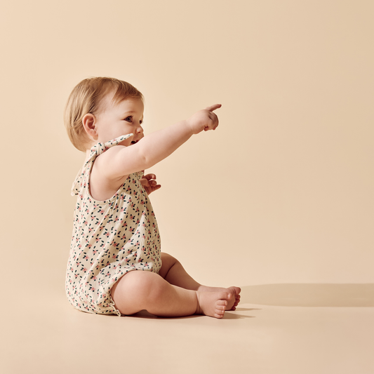 Organic Crinkle Tie Playsuit - Little Blossom