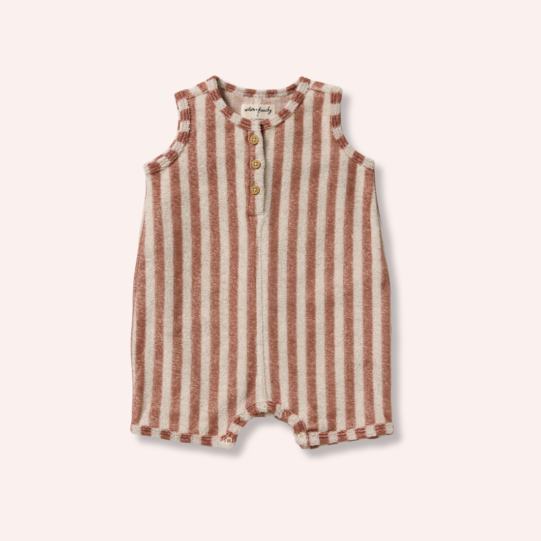 Organic Terry Growsuit - Cherry Cola Stripe