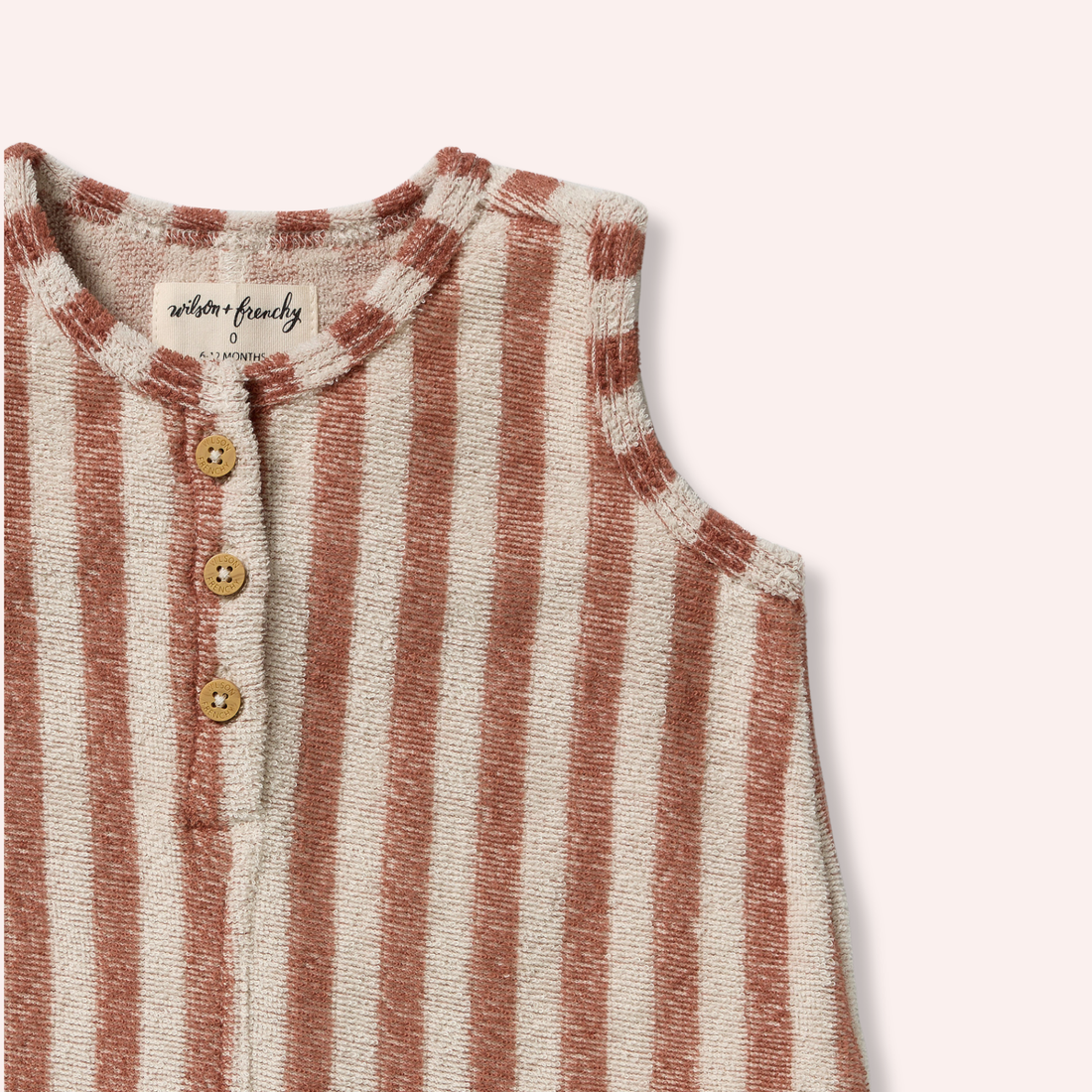 Organic Terry Growsuit - Cherry Cola Stripe