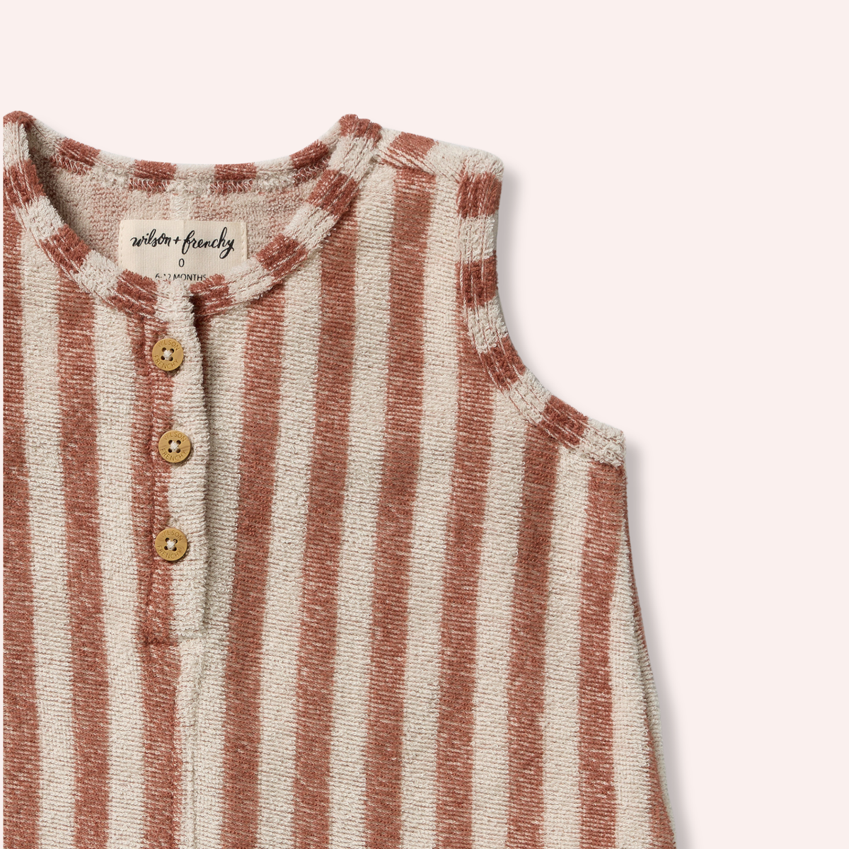 Organic Terry Growsuit - Cherry Cola Stripe