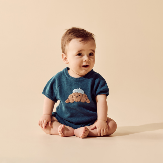 Organic Knitted Growsuit - Little Croissant