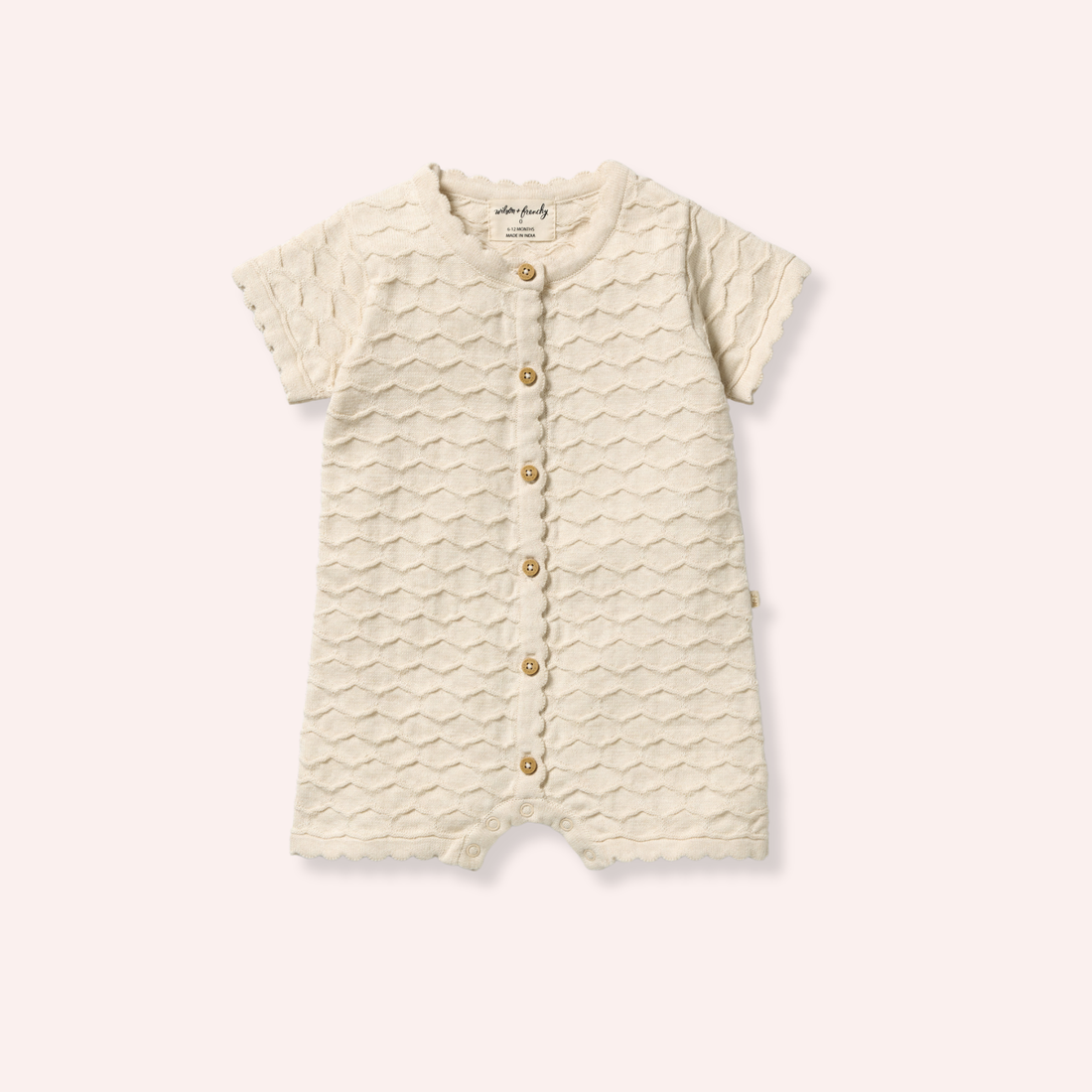 Organic Knitted Chevron Growsuit - Milk Cloud