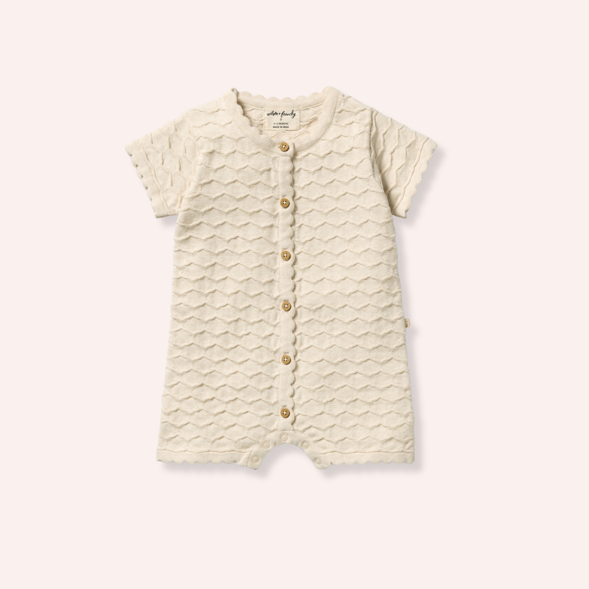 Organic Knitted Chevron Growsuit - Milk Cloud
