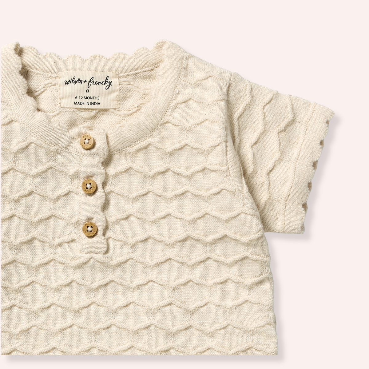 Organic Knitted Chevron Bodysuit - Milk Cloud