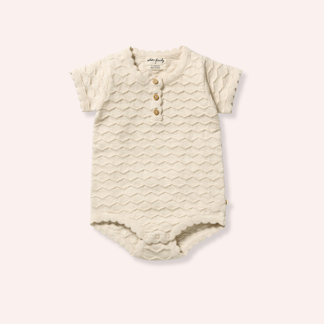 Organic Knitted Chevron Bodysuit - Milk Cloud