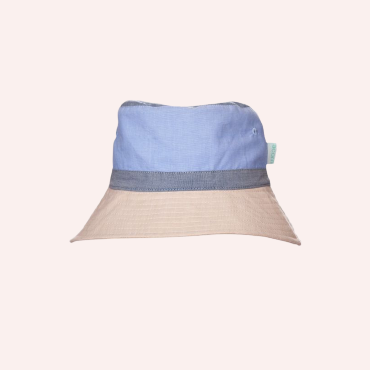 Colour Block Wide Brim Bucket Hat - Blue
