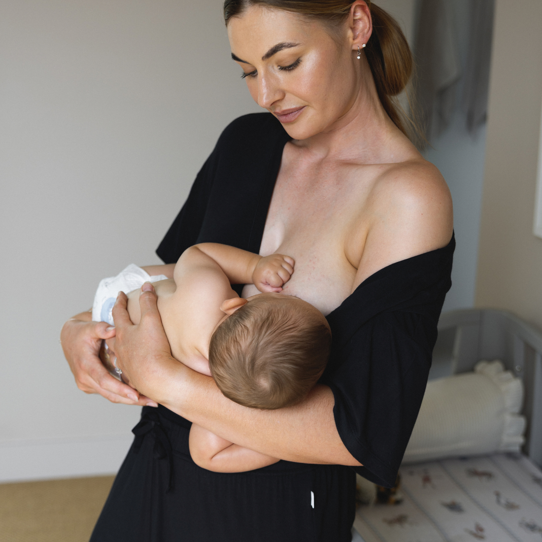 Leakproof V-Neck Pyjama Top - Black