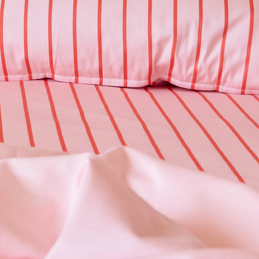 Waterproof Fitted Sheet - Raspberry Stripe