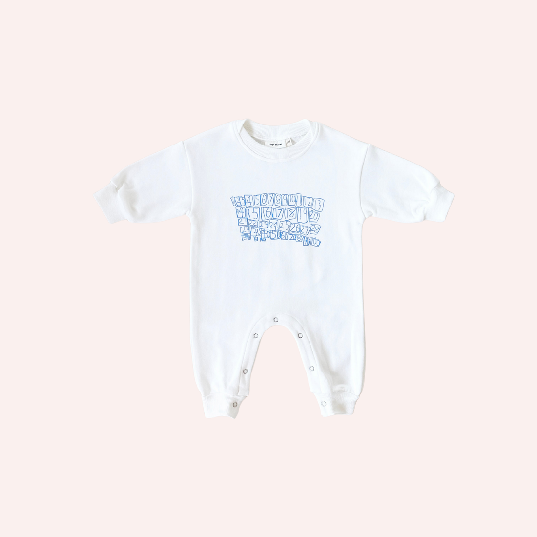 Parker Numbers Relaxed Romper - White/Blue