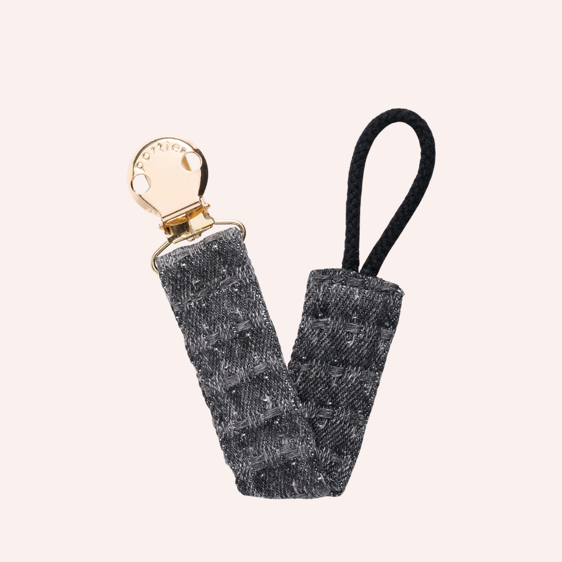 Petite Pacifier Clip - Charcoal Denim