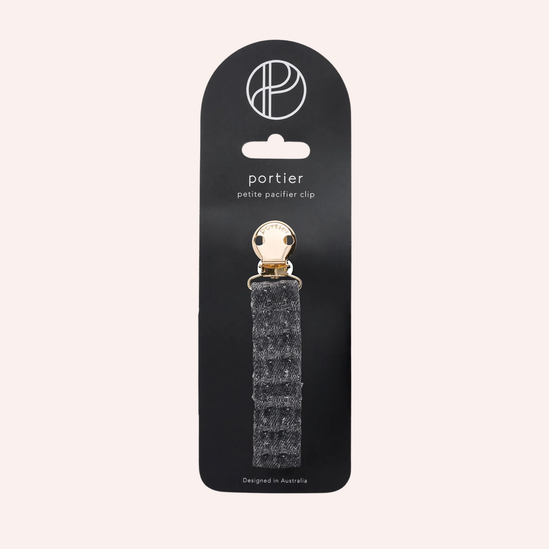 Petite Pacifier Clip - Charcoal Denim
