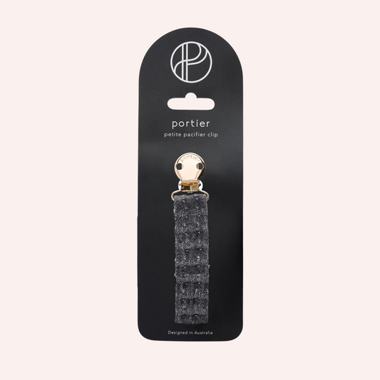 Petite Pacifier Clip - Charcoal Denim