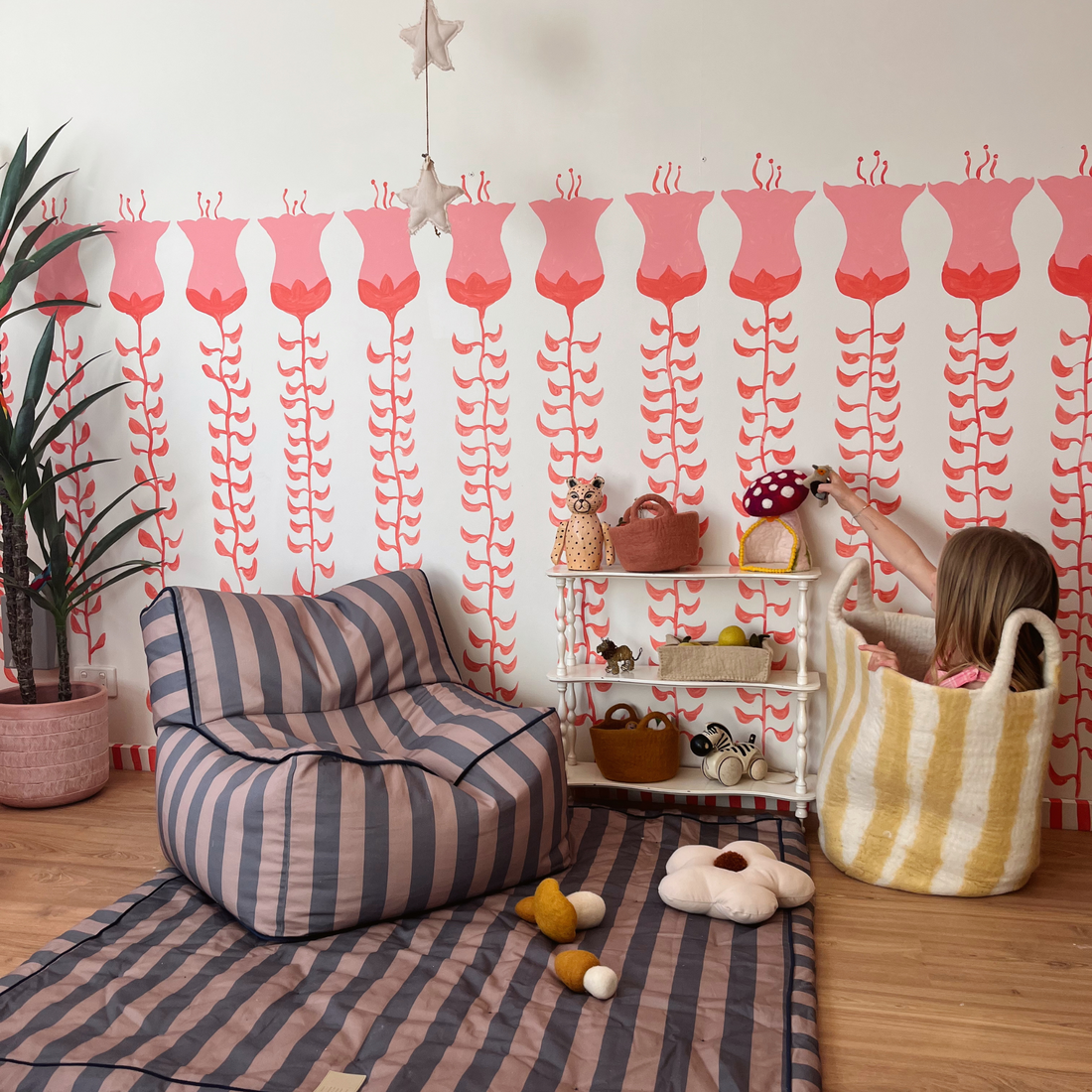 Striped Toddler Lounger - Eggplant