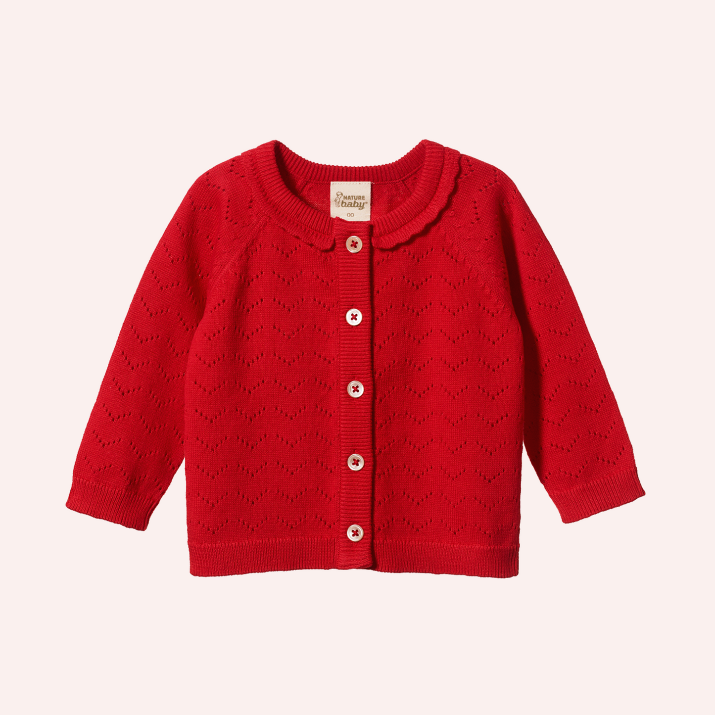 Piper Cardigan - Raspberry Red Pointelle