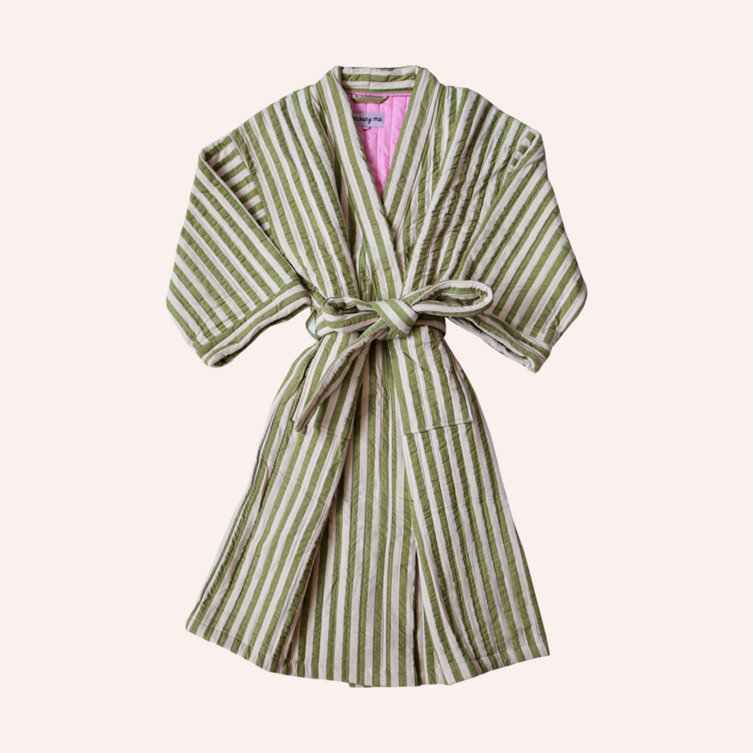 Quilted Robe - Pistachio Seersucker
