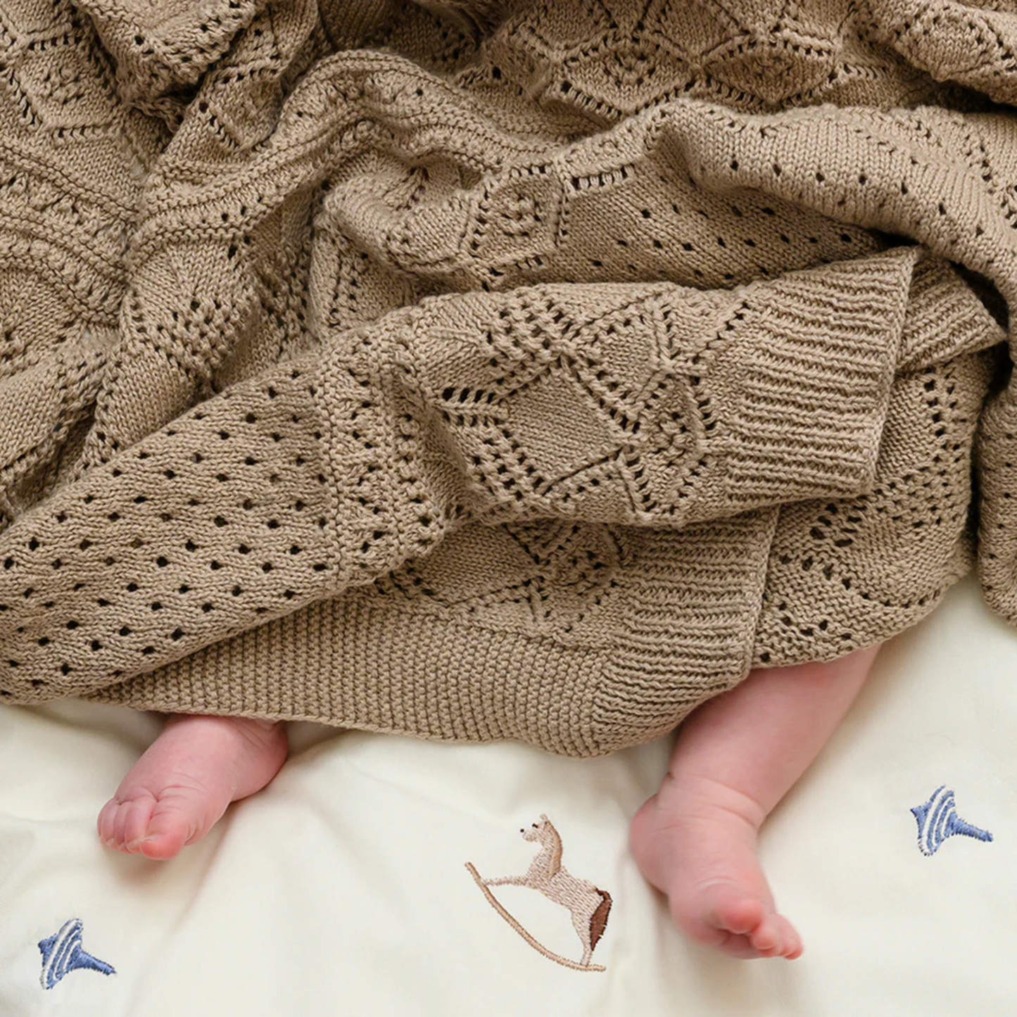 Pointelle Baby Knit Throw - Hazel