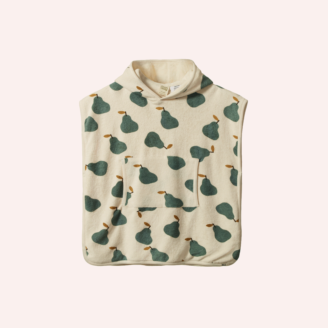 Organic Cotton Poncho Towel - Pear Print