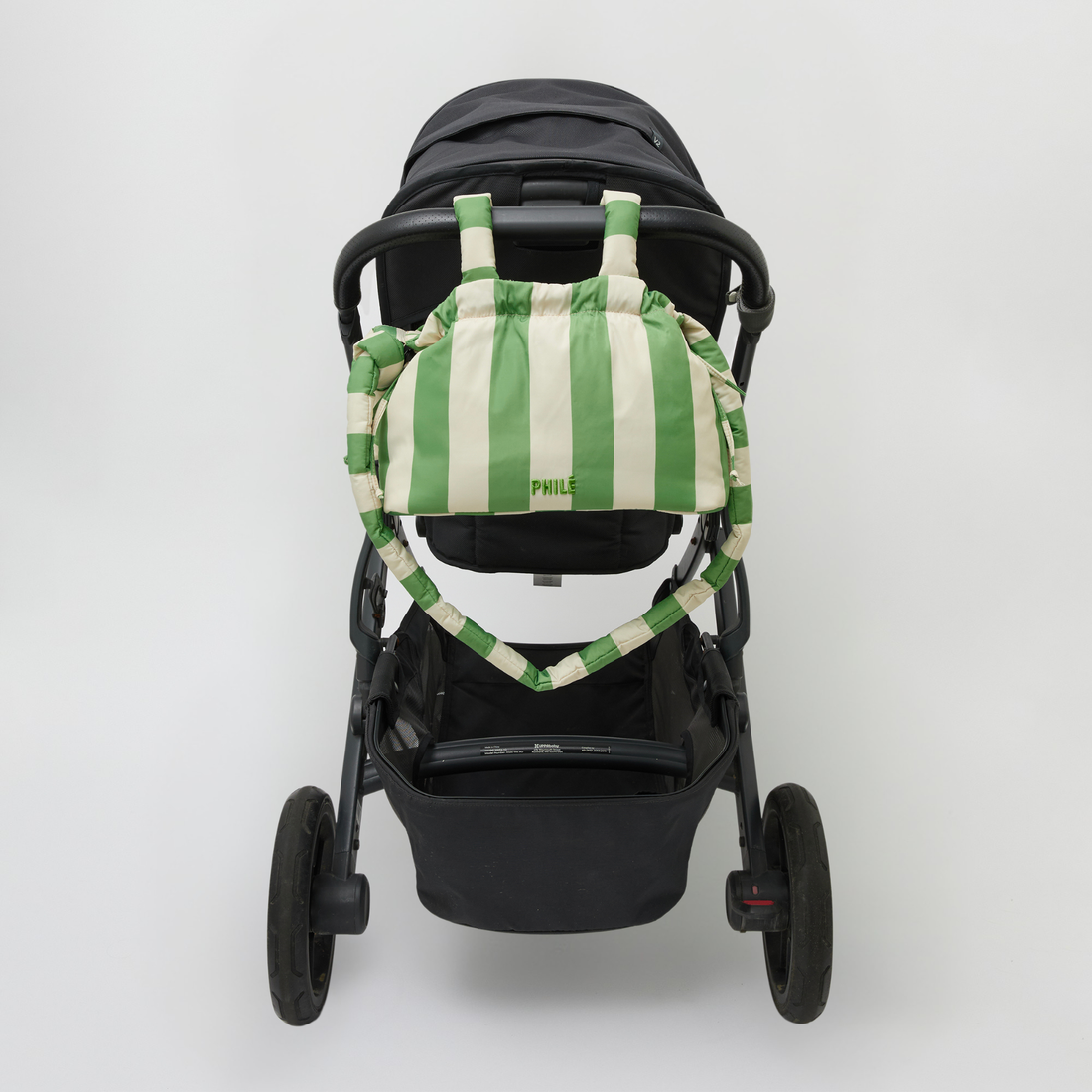 Pram Caddy - Green Stripes