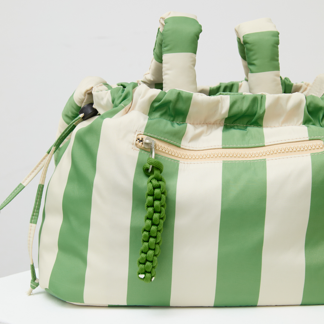 Pram Caddy - Green Stripes