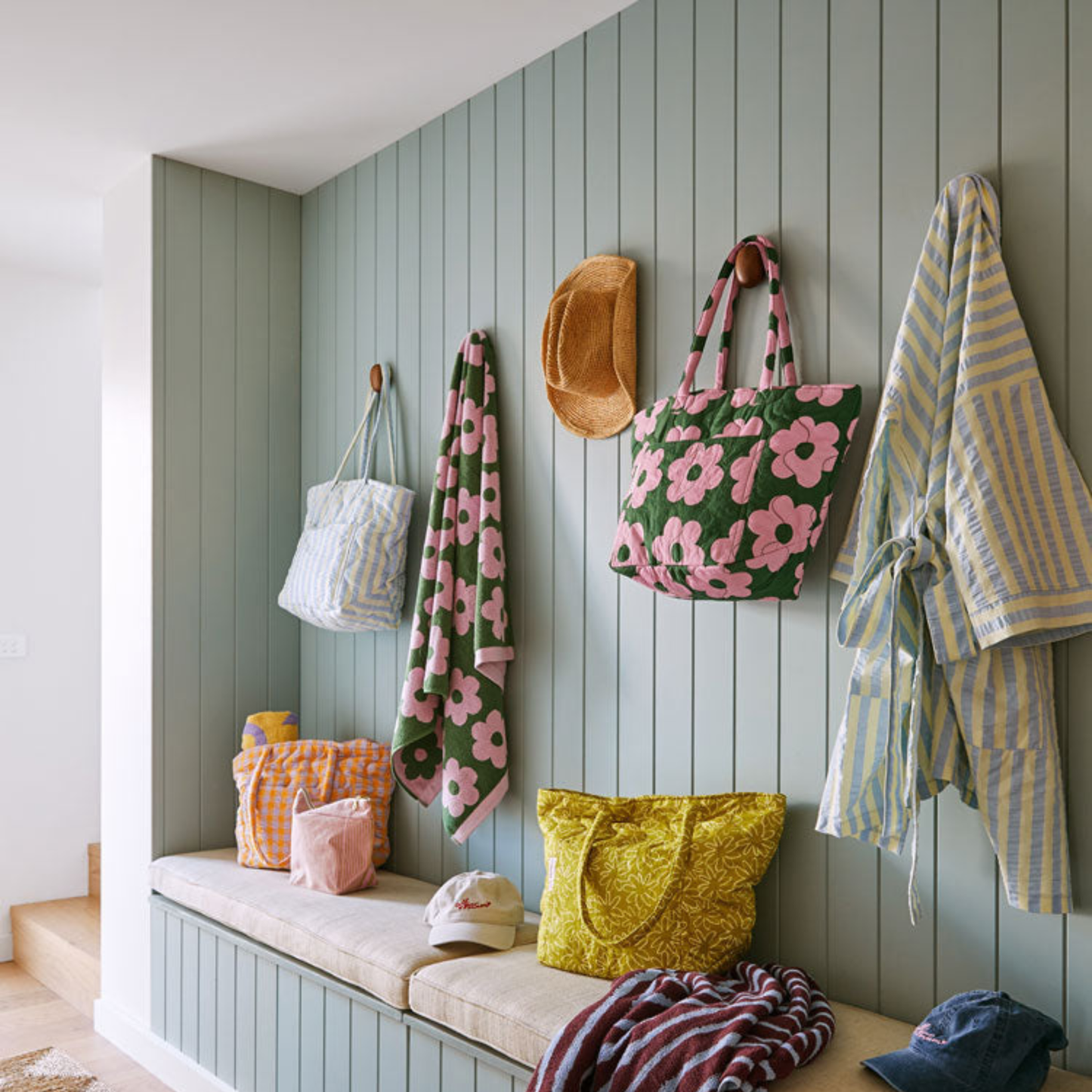 Quilted Bag - Butter Blue Seersucker