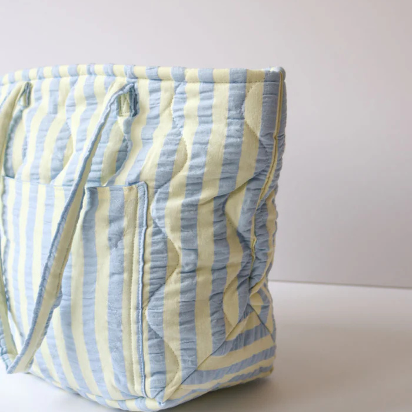 Quilted Bag - Butter Blue Seersucker