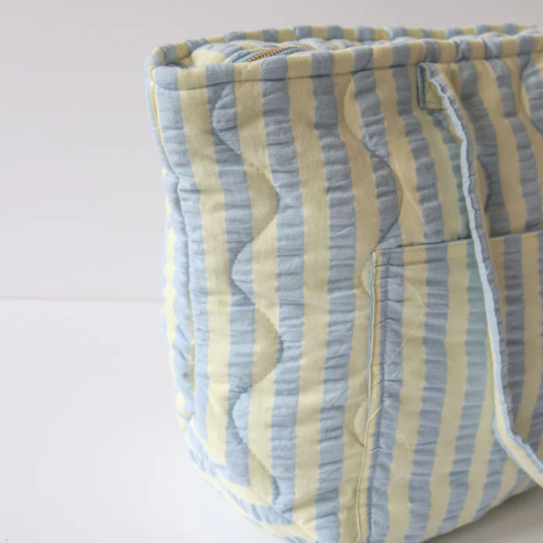 Quilted Bag - Butter Blue Seersucker