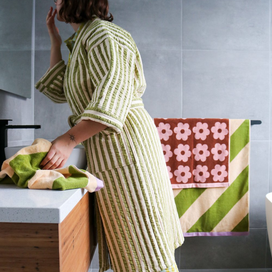 Quilted Robe - Pistachio Seersucker