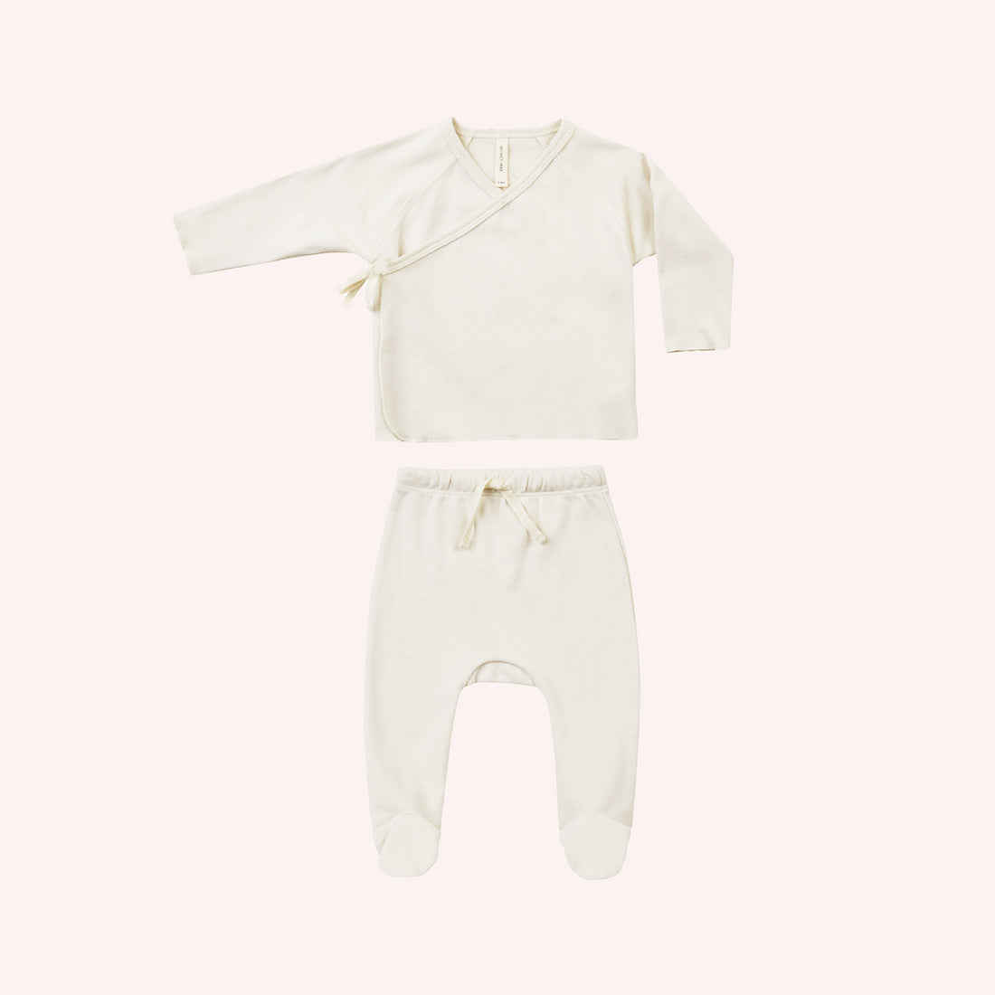 Wrap Top + Footed Pant Set - Ivory