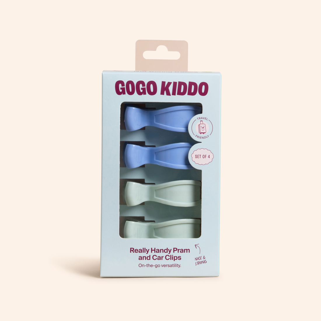 Really Handy Pram and Car Clips 4-Pack -  Seafoam/Periwinkle