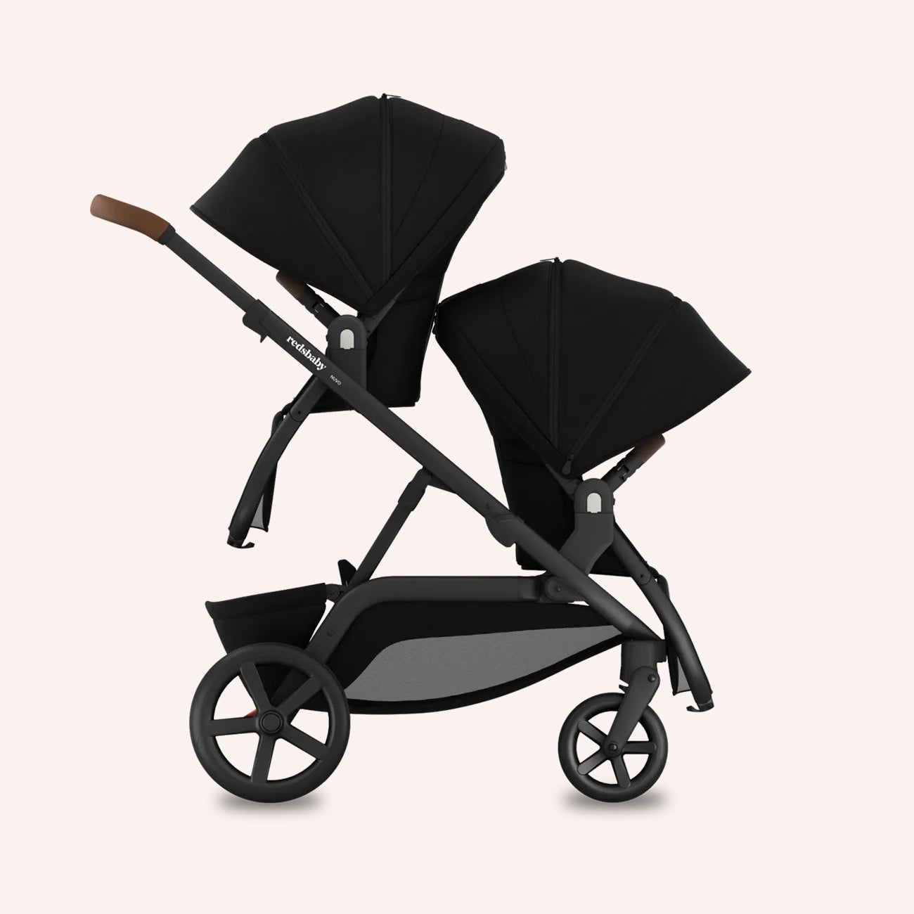 Black double cheap pram